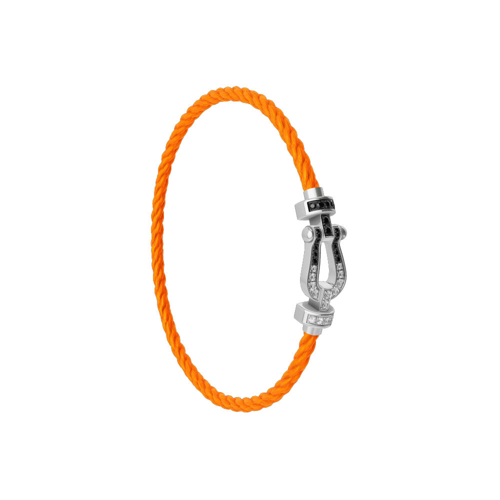 FORCE 10 BRACELET 18K WHITE GOLD AND BLACK AND WHITE DIAMONDS MEDIUM MODEL