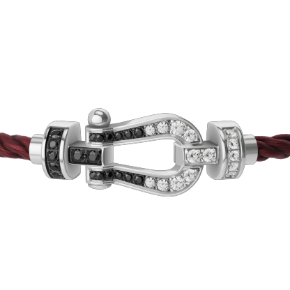 FORCE 10 BRACELET 18K WHITE GOLD AND BLACK AND WHITE DIAMONDS MEDIUM MODEL