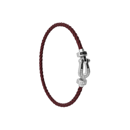 FORCE 10 BRACELET 18K WHITE GOLD AND BLACK AND WHITE DIAMONDS MEDIUM MODEL