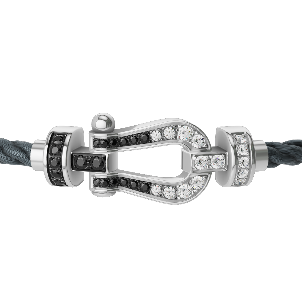 FORCE 10 BRACELET 18K WHITE GOLD AND BLACK AND WHITE DIAMONDS MEDIUM MODEL