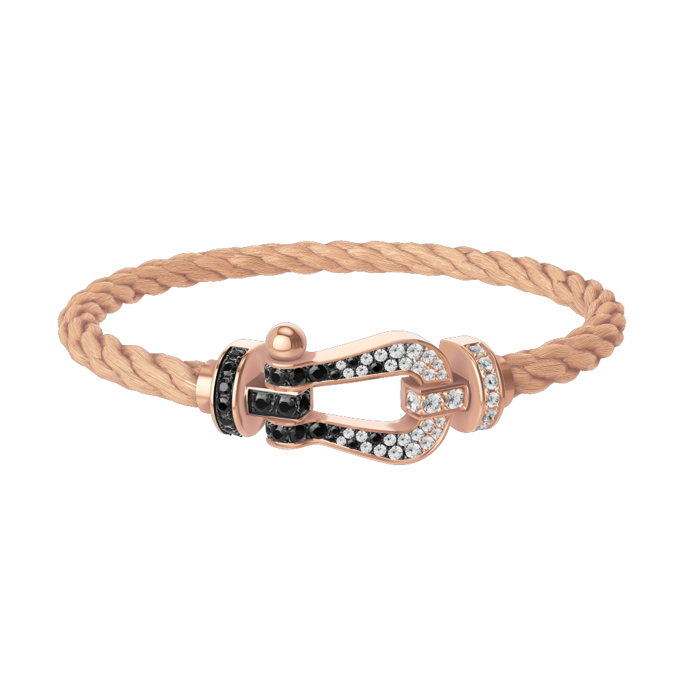 FORCE 10 BRACELET 18K PINK GOLD AND BLACK AND WHITE DIAMONDS LARGE MODEL