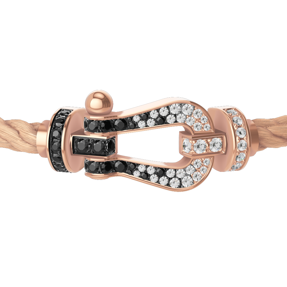 FORCE 10 BRACELET 18K PINK GOLD AND BLACK AND WHITE DIAMONDS LARGE MODEL