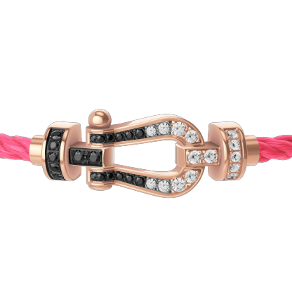 FORCE 10 BRACELET 18K PINK GOLD AND BLACK AND WHITE DIAMONDS MEDIUM MODEL