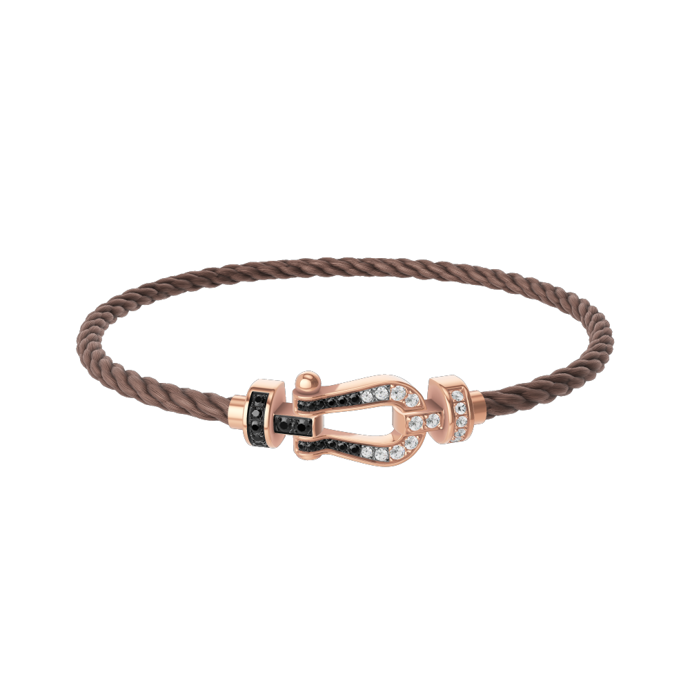 FORCE 10 BRACELET 18K PINK GOLD AND BLACK AND WHITE DIAMONDS MEDIUM MODEL