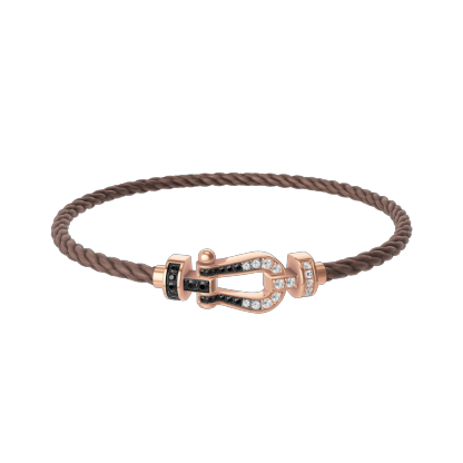 FORCE 10 BRACELET 18K PINK GOLD AND BLACK AND WHITE DIAMONDS MEDIUM MODEL