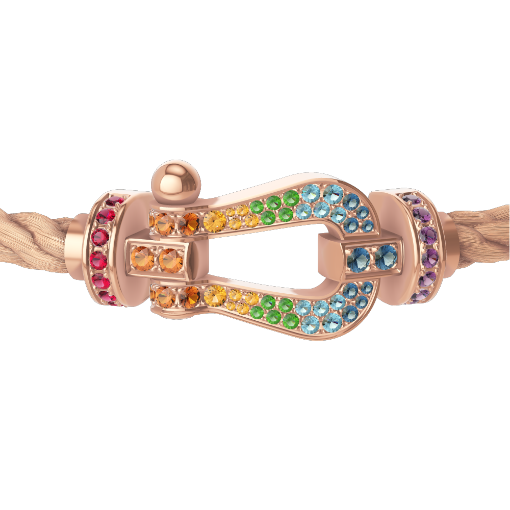 FORCE 10 BRACELET 18K PINK GOLD AND COLORED STONES LARGE MODEL