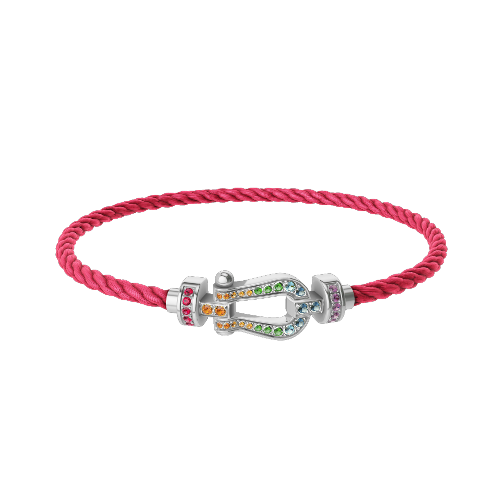 FORCE 10 BRACELET MEDIUM MODEL IN 18K WHITE GOLD AND COLOURED STONES