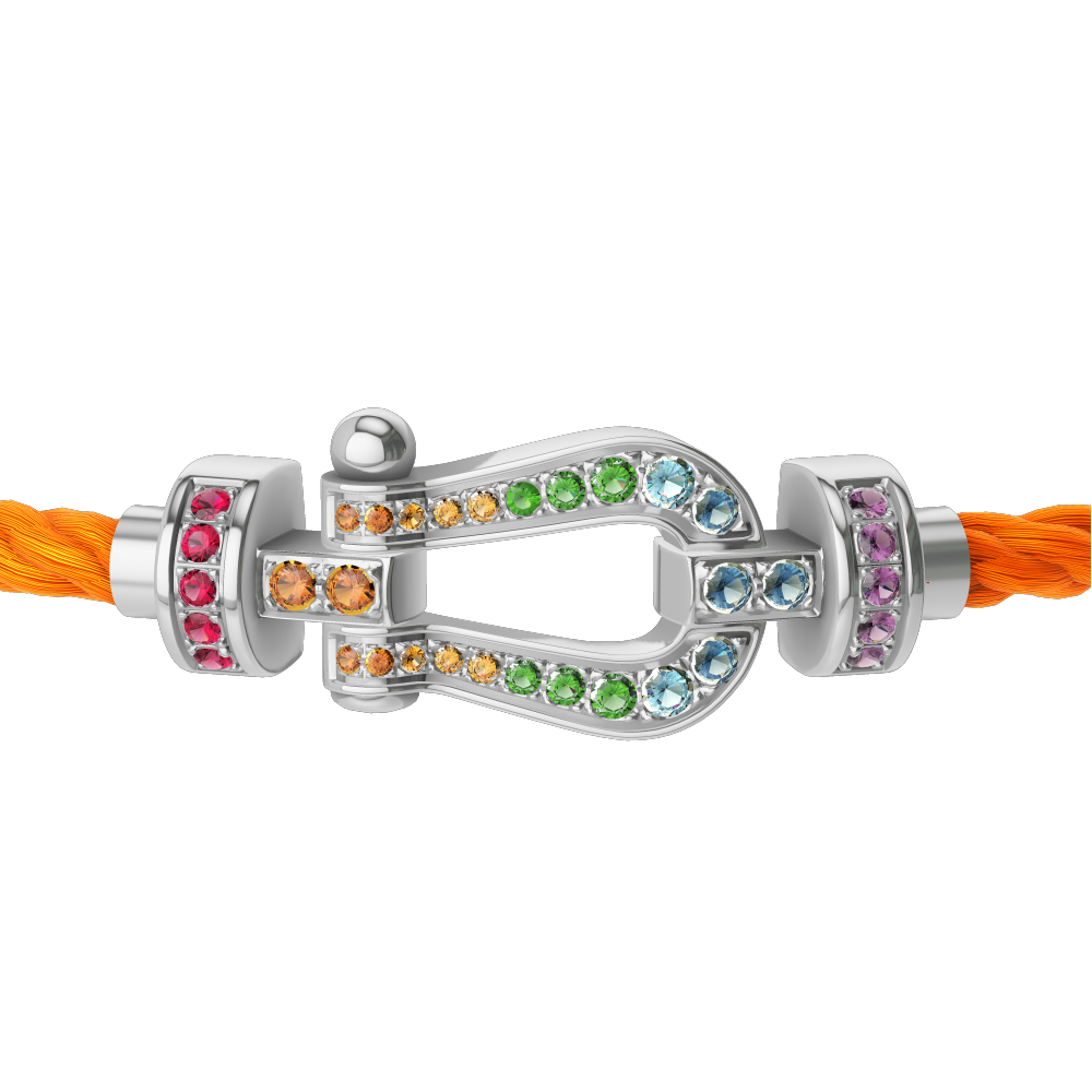 FORCE 10 BRACELET MEDIUM MODEL IN 18K WHITE GOLD AND COLOURED STONES