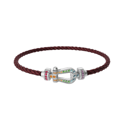FORCE 10 BRACELET MEDIUM MODEL IN 18K WHITE GOLD AND COLOURED STONES