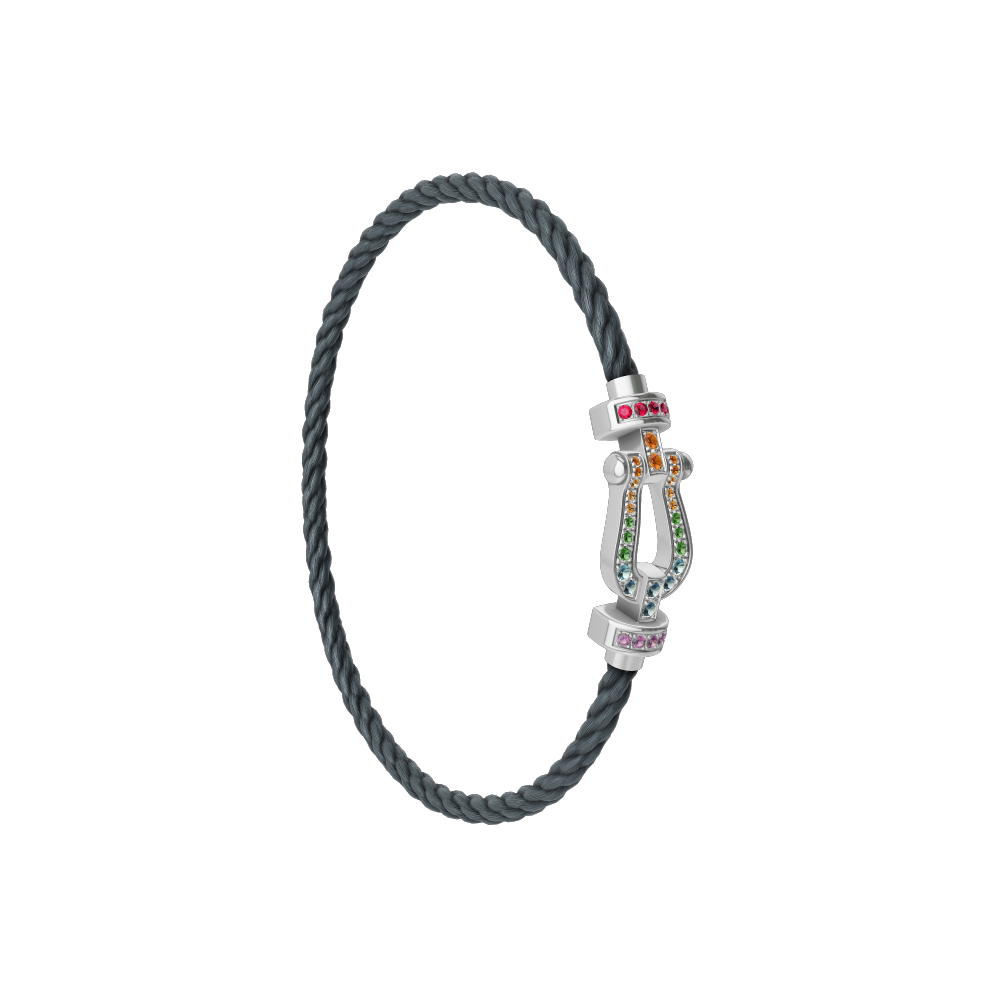 FORCE 10 BRACELET MEDIUM MODEL IN 18K WHITE GOLD AND COLOURED STONES