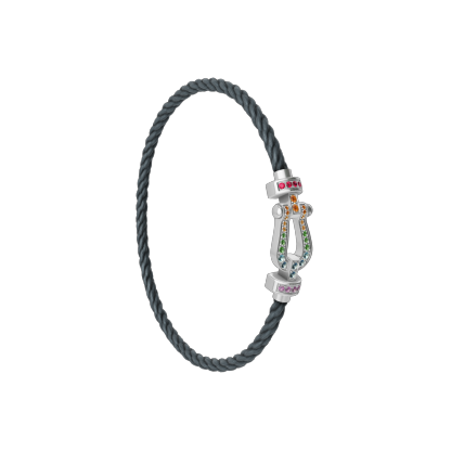 FORCE 10 BRACELET MEDIUM MODEL IN 18K WHITE GOLD AND COLOURED STONES