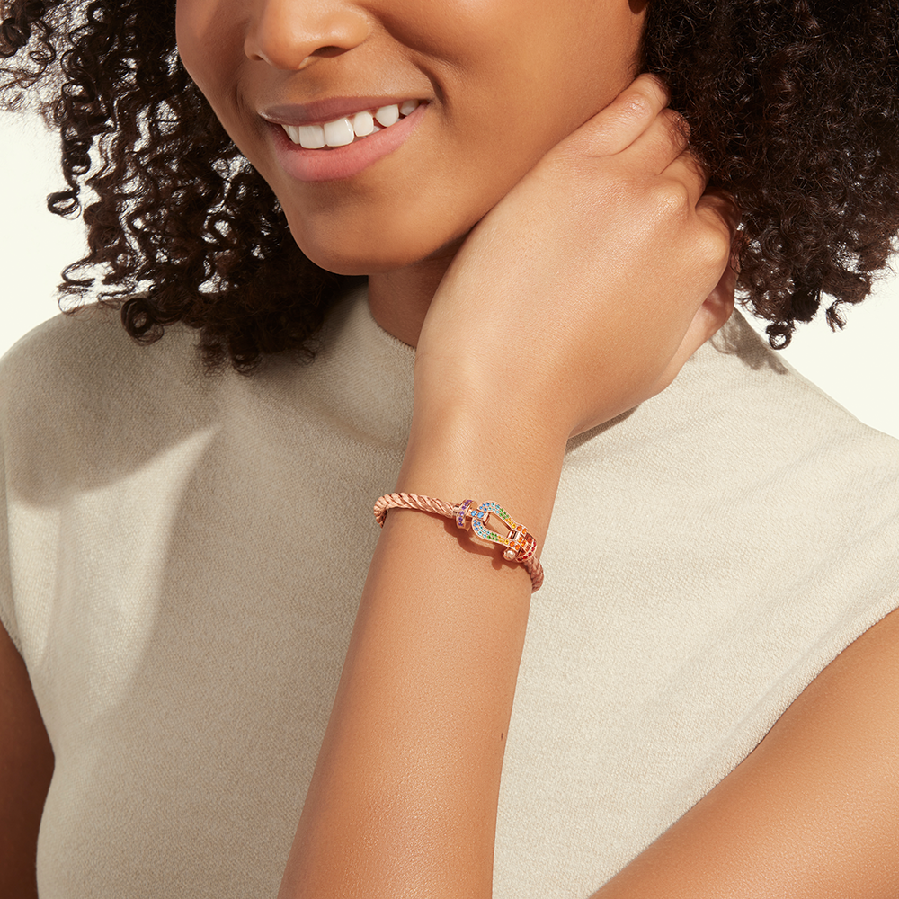 FORCE 10 BRACELET 18K PINK GOLD AND COLORED STONES LARGE MODEL