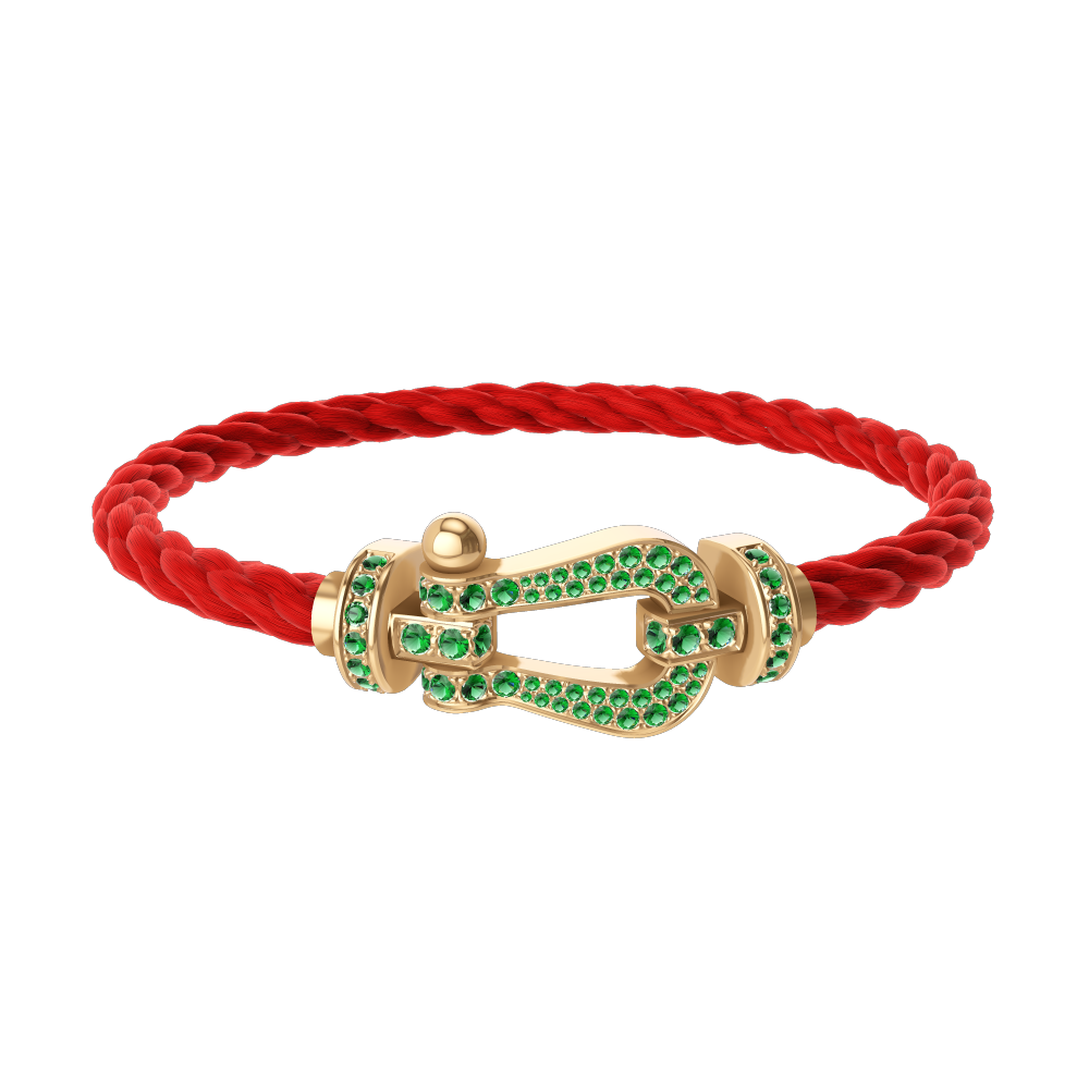 FORCE 10 BRACELET 18K YELLOW GOLD AND EMERALDS LARGE MODEL