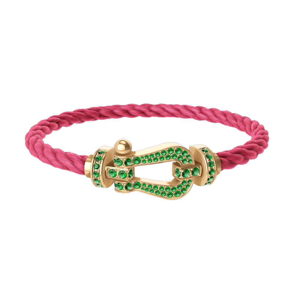 FORCE 10 BRACELET 18K YELLOW GOLD AND EMERALDS LARGE MODEL