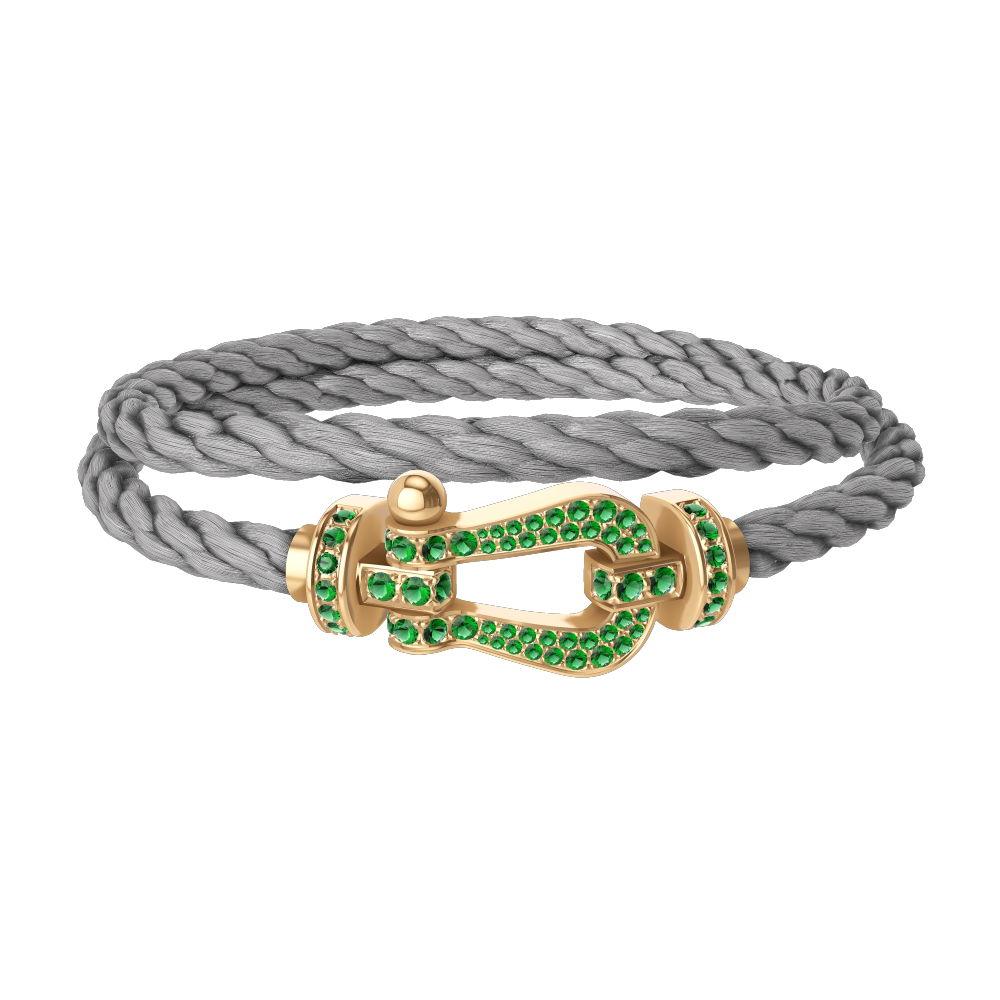 FORCE 10 BRACELET 18K YELLOW GOLD AND EMERALDS LARGE MODEL