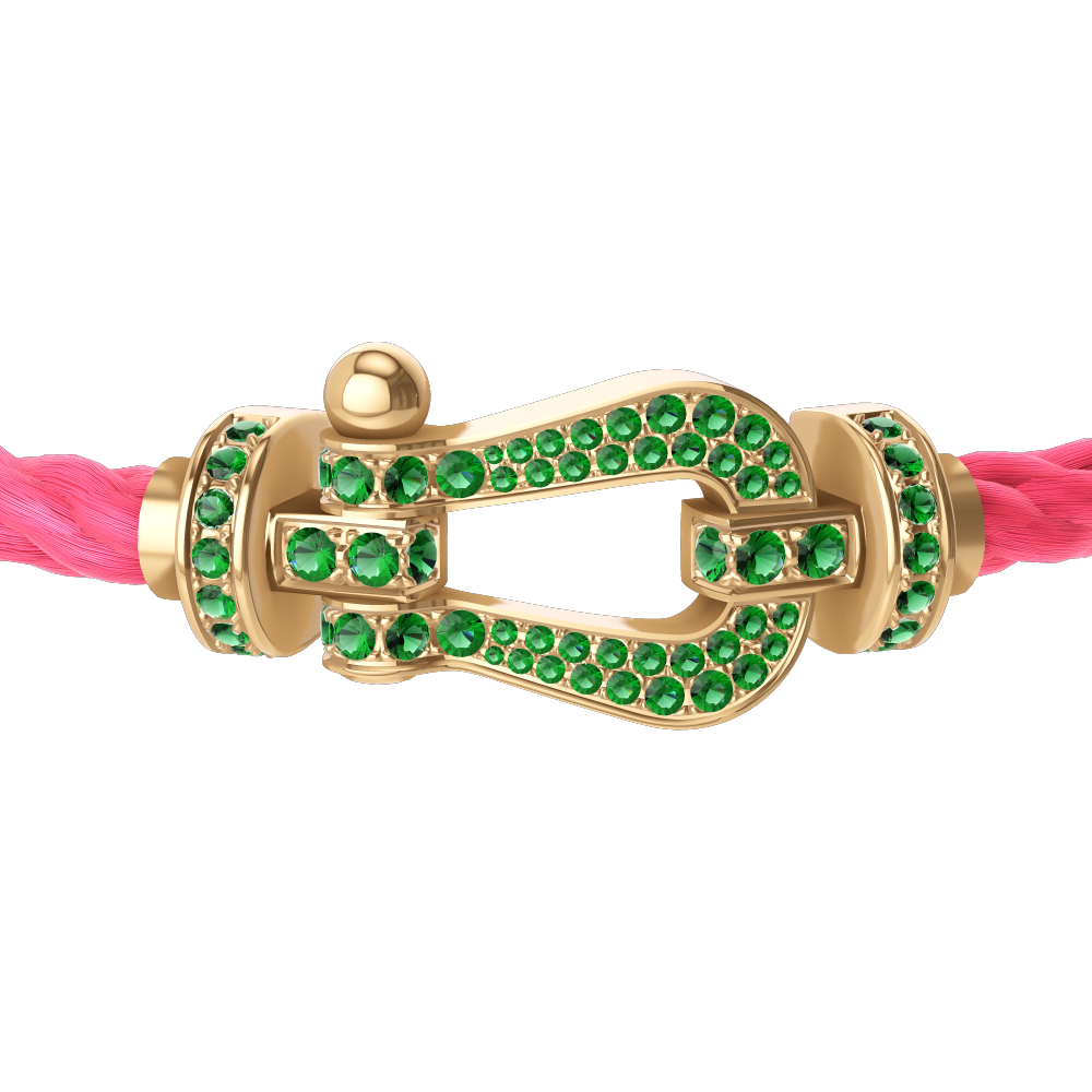 FORCE 10 BRACELET 18K YELLOW GOLD AND EMERALDS LARGE MODEL