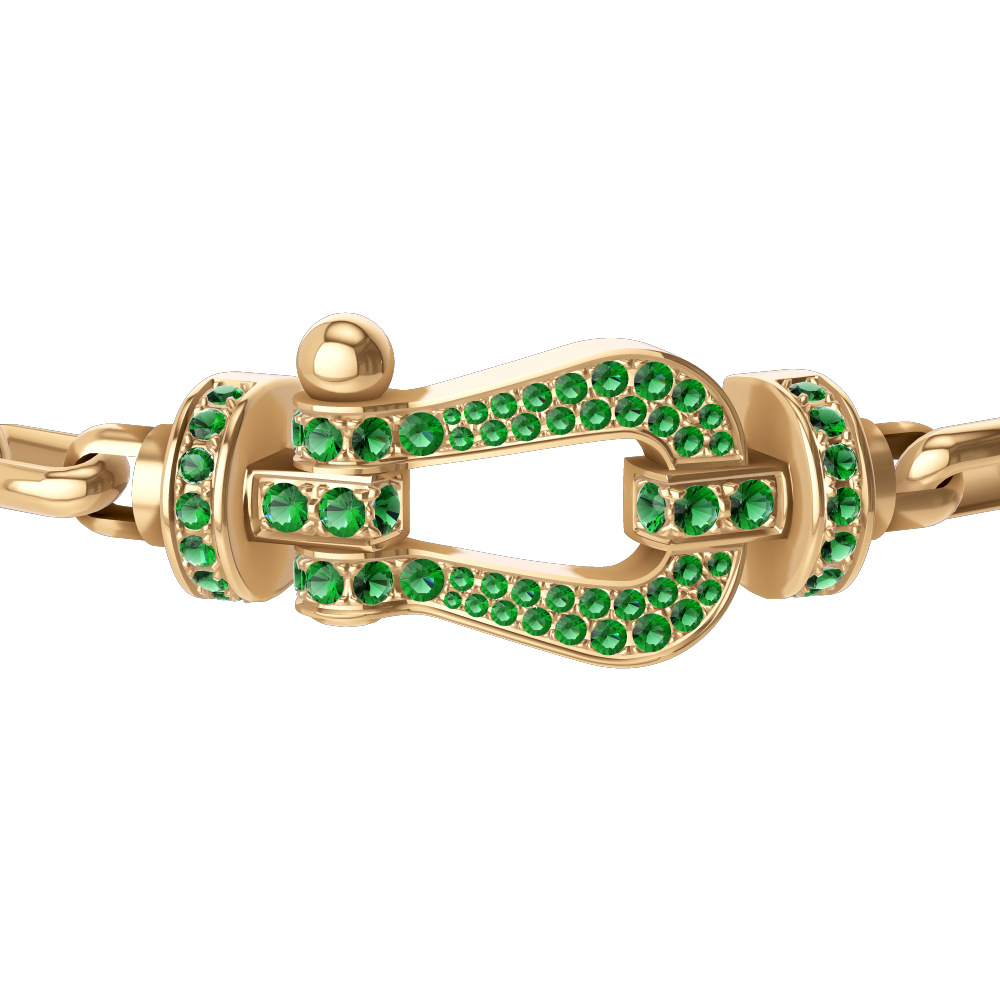 FORCE 10 BRACELET 18K YELLOW GOLD AND EMERALDS LARGE MODEL