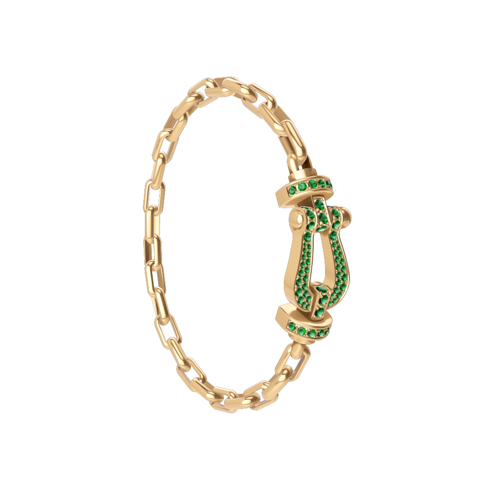 FORCE 10 BRACELET 18K YELLOW GOLD AND EMERALDS LARGE MODEL