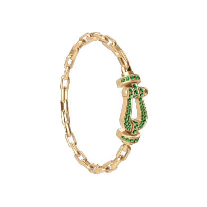 FORCE 10 BRACELET 18K YELLOW GOLD AND EMERALDS LARGE MODEL