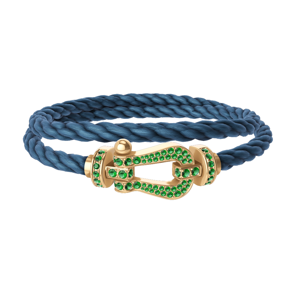 FORCE 10 BRACELET 18K YELLOW GOLD AND EMERALDS LARGE MODEL