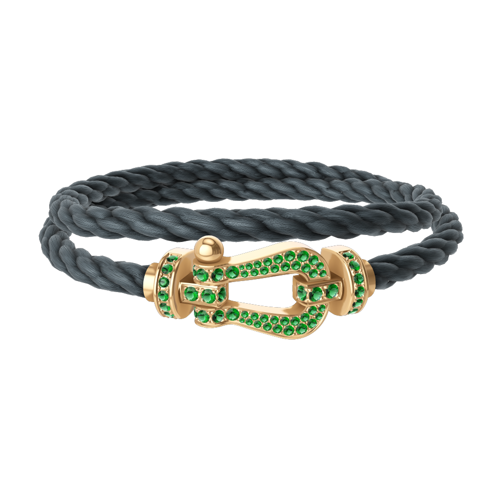 FORCE 10 BRACELET 18K YELLOW GOLD AND EMERALDS LARGE MODEL