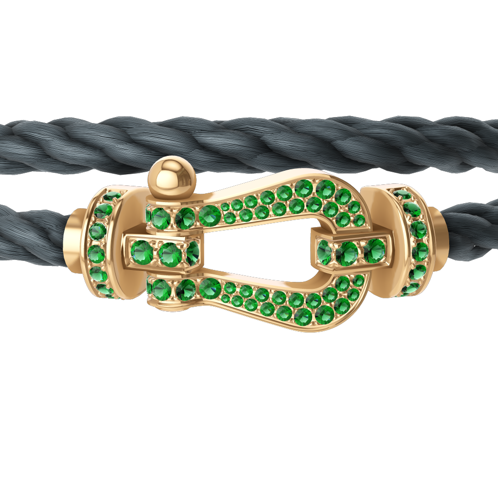 FORCE 10 BRACELET 18K YELLOW GOLD AND EMERALDS LARGE MODEL