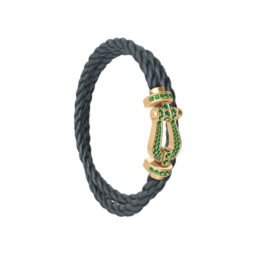 FORCE 10 BRACELET 18K YELLOW GOLD AND EMERALDS LARGE MODEL