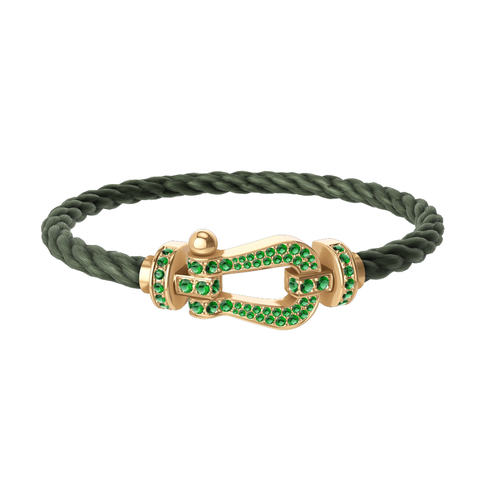 FORCE 10 BRACELET 18K YELLOW GOLD AND EMERALDS LARGE MODEL