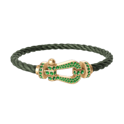 FORCE 10 BRACELET 18K YELLOW GOLD AND EMERALDS LARGE MODEL
