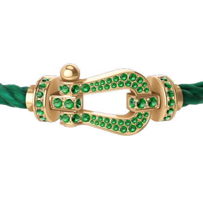 FORCE 10 BRACELET 18K YELLOW GOLD AND EMERALDS LARGE MODEL