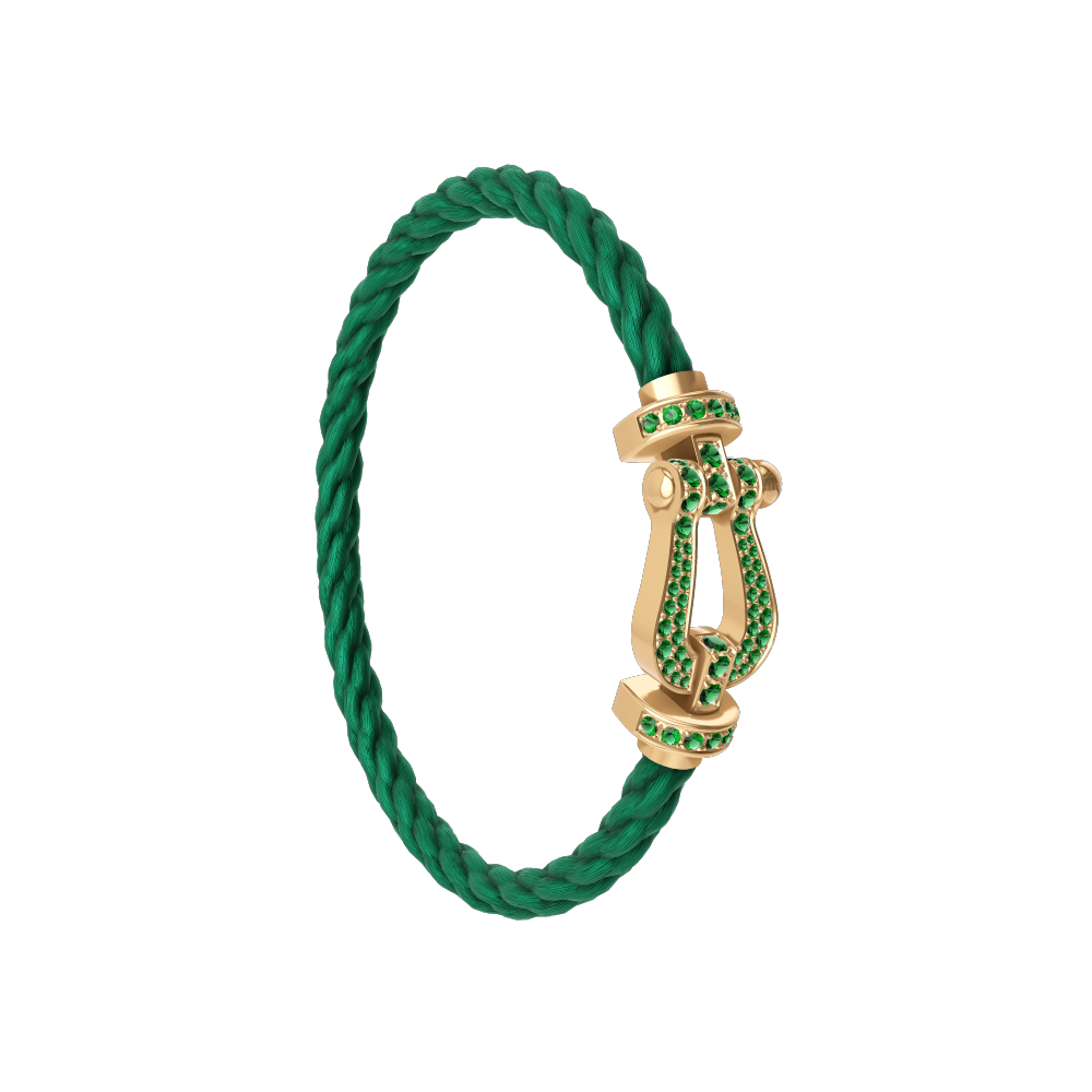 FORCE 10 BRACELET 18K YELLOW GOLD AND EMERALDS LARGE MODEL