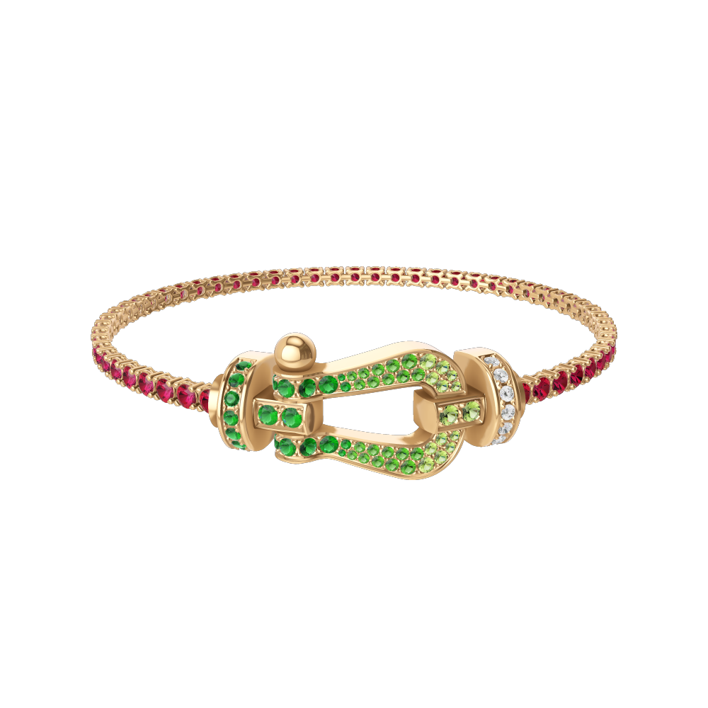FORCE 10 BRACELET 18K YELLOW GOLD AND COLORED STONES LARGE MODEL