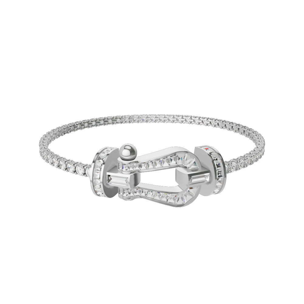 FORCE 10 BRACELET 18K WHITE GOLD AND BAGUETTE-CUT DIAMONDS LARGE MODEL
