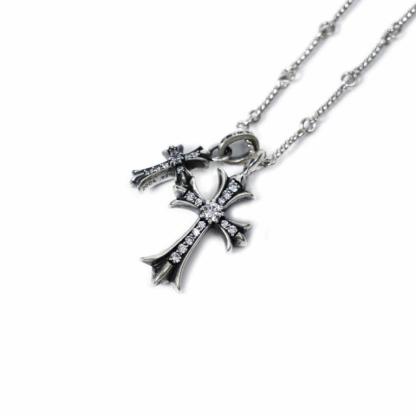SMALL CROSS AND BABYFAT CHARM NECKLACE WITH DIAMONDS