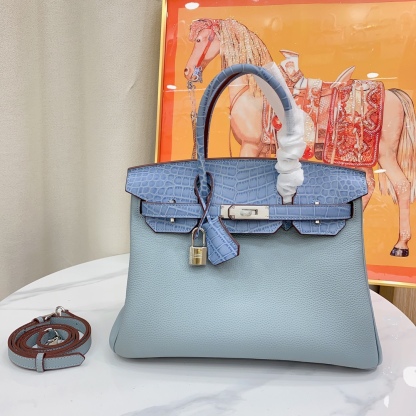 Herthtmes Togo Matte Alligator Birkin Touch 25/30 Gold