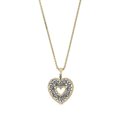 RAMAGE WHITE AND YELLOW GOLD PENDANT WITH ROSE-CUT DIAMONDS