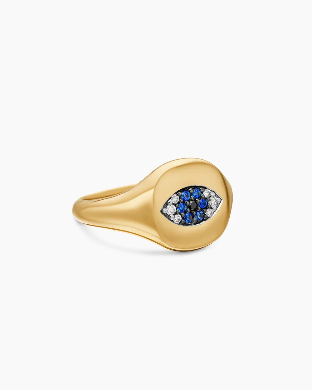 Cable Collectibles® Evil Eye Pinky Ring 18K Yellow Gold with Pavé Sapphires and Diamonds