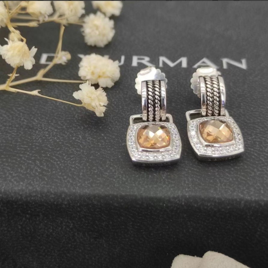 [Copy]Albion® Drop Earrings Sterling Silver with Champagne Onyx and Diamonds