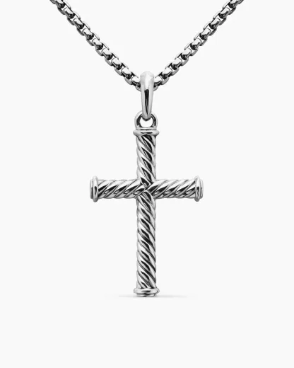 Cable Cross Pendant Sterling Silver
