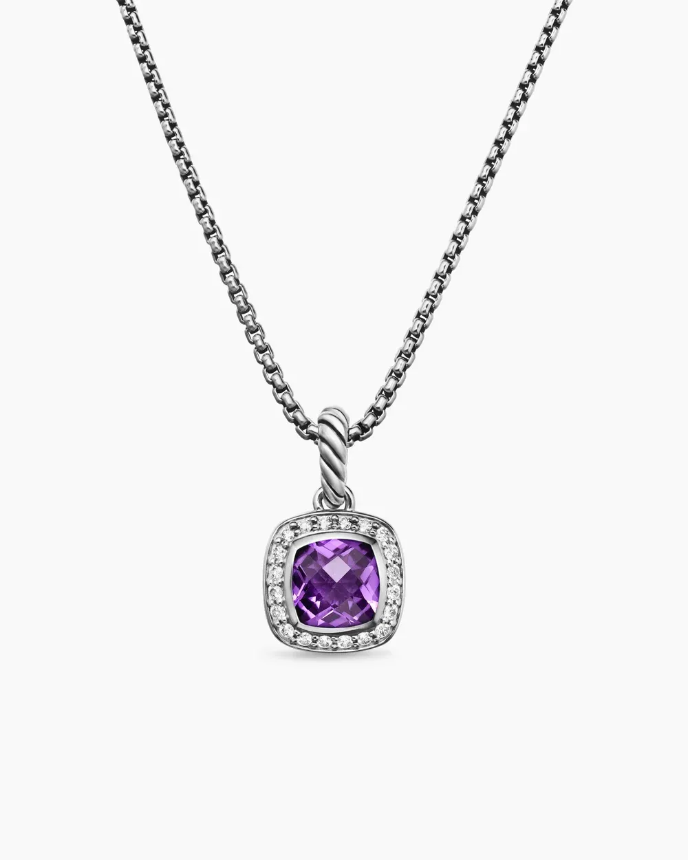 Petite Albion® Pendant Necklace Sterling Silver with Amethyst and Diamonds