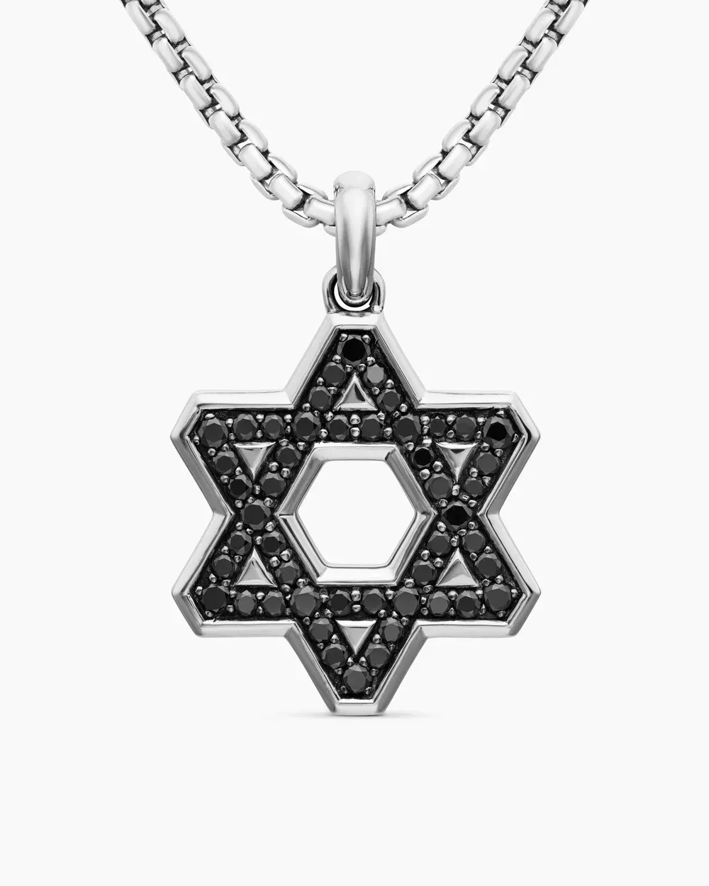 Pavé Star of David Pendant Sterling Silver with Black Diamonds