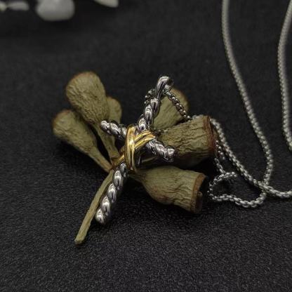 X Cross Pendant Sterling Silver with 18K Yellow Gold