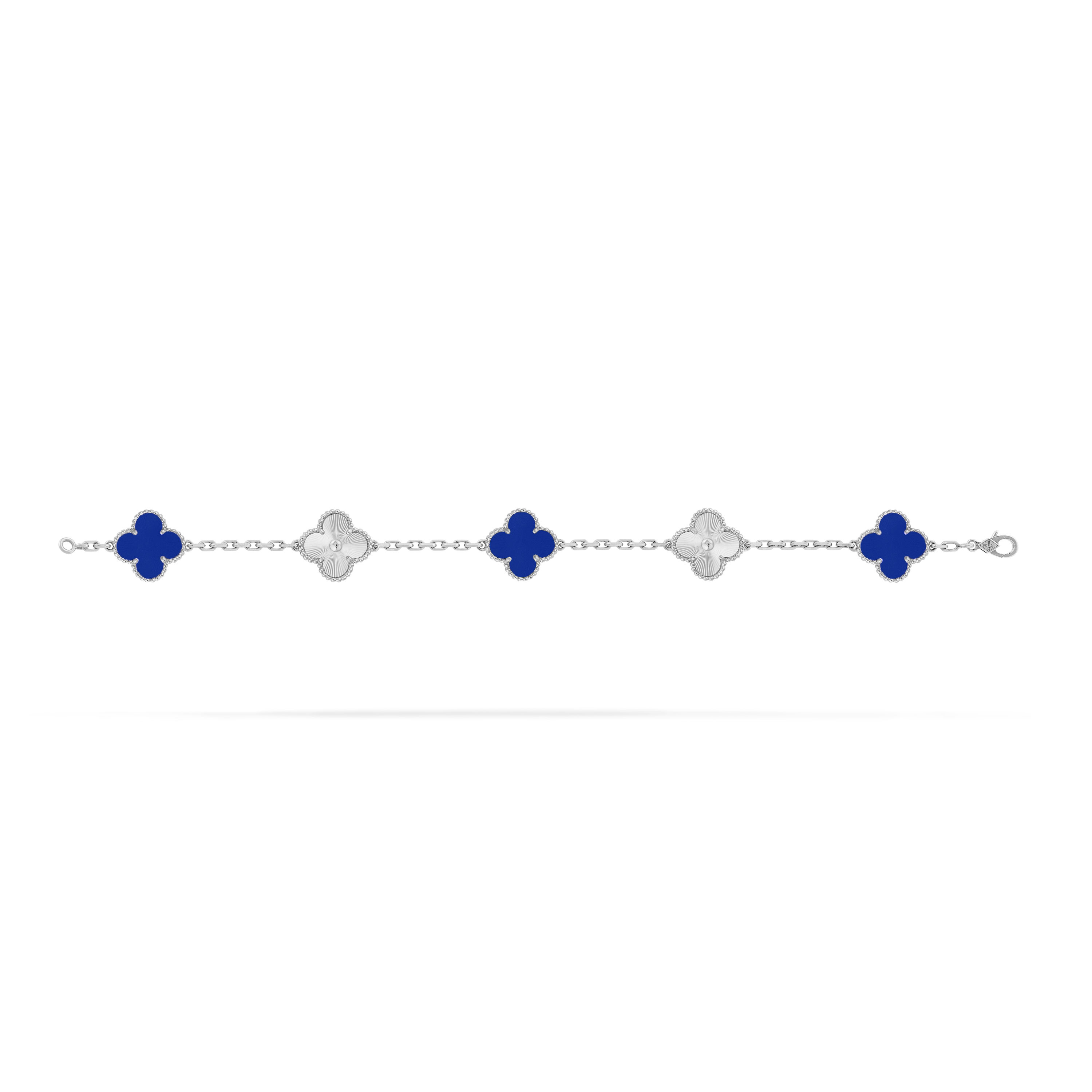 Vintage Alhambra bracelet, 5 motifs 18K white gold Agate