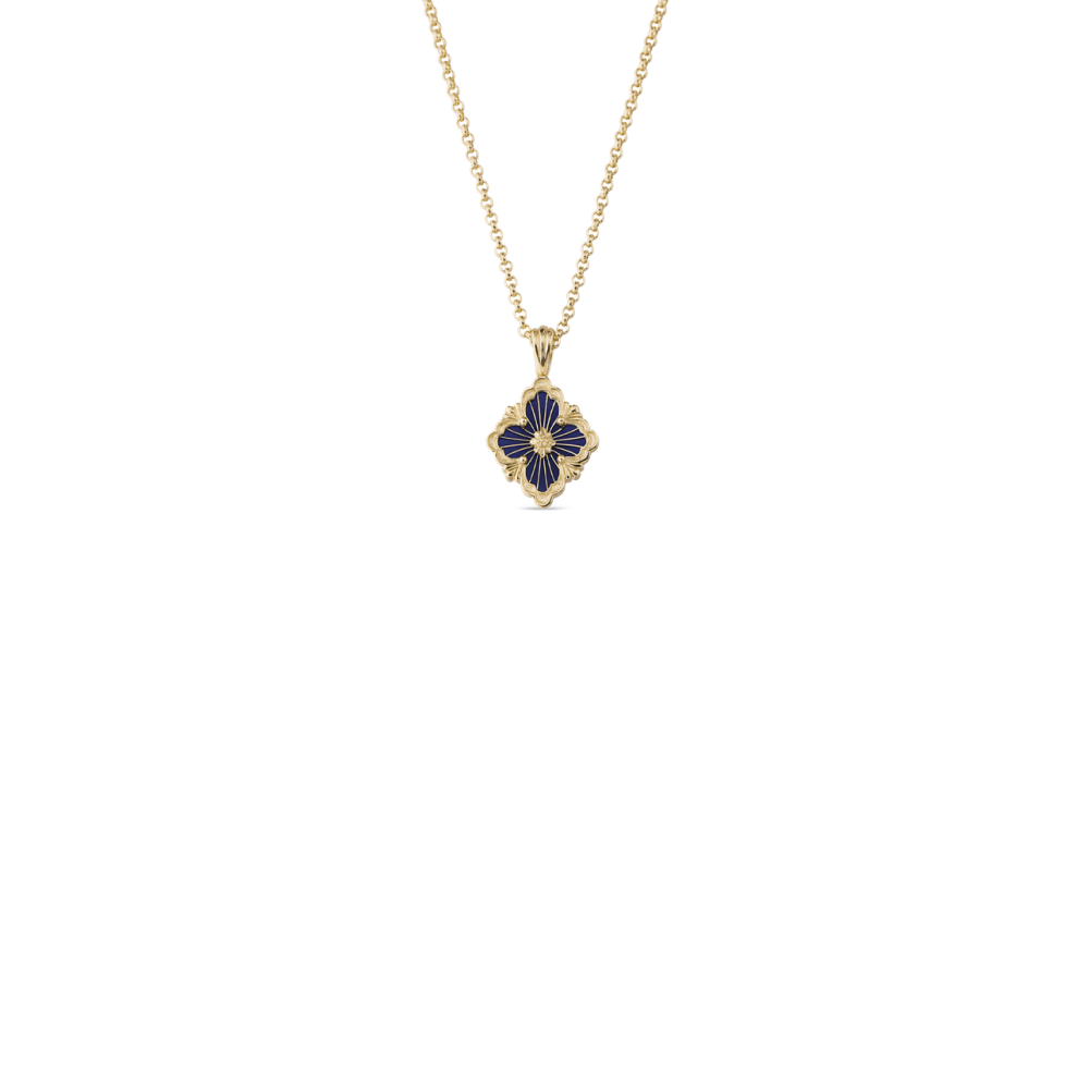 OPERA TULLE YELLOW GOLD PENDANT WITH BLUE ENAMELED ELEMENT