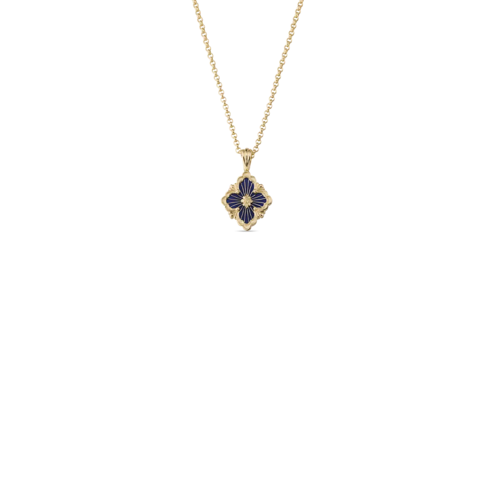 OPERA TULLE YELLOW GOLD PENDANT WITH BLUE ENAMELED ELEMENT