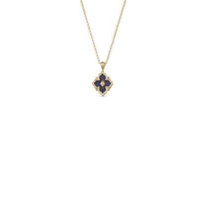 OPERA TULLE YELLOW GOLD PENDANT WITH BLUE ENAMELED ELEMENT