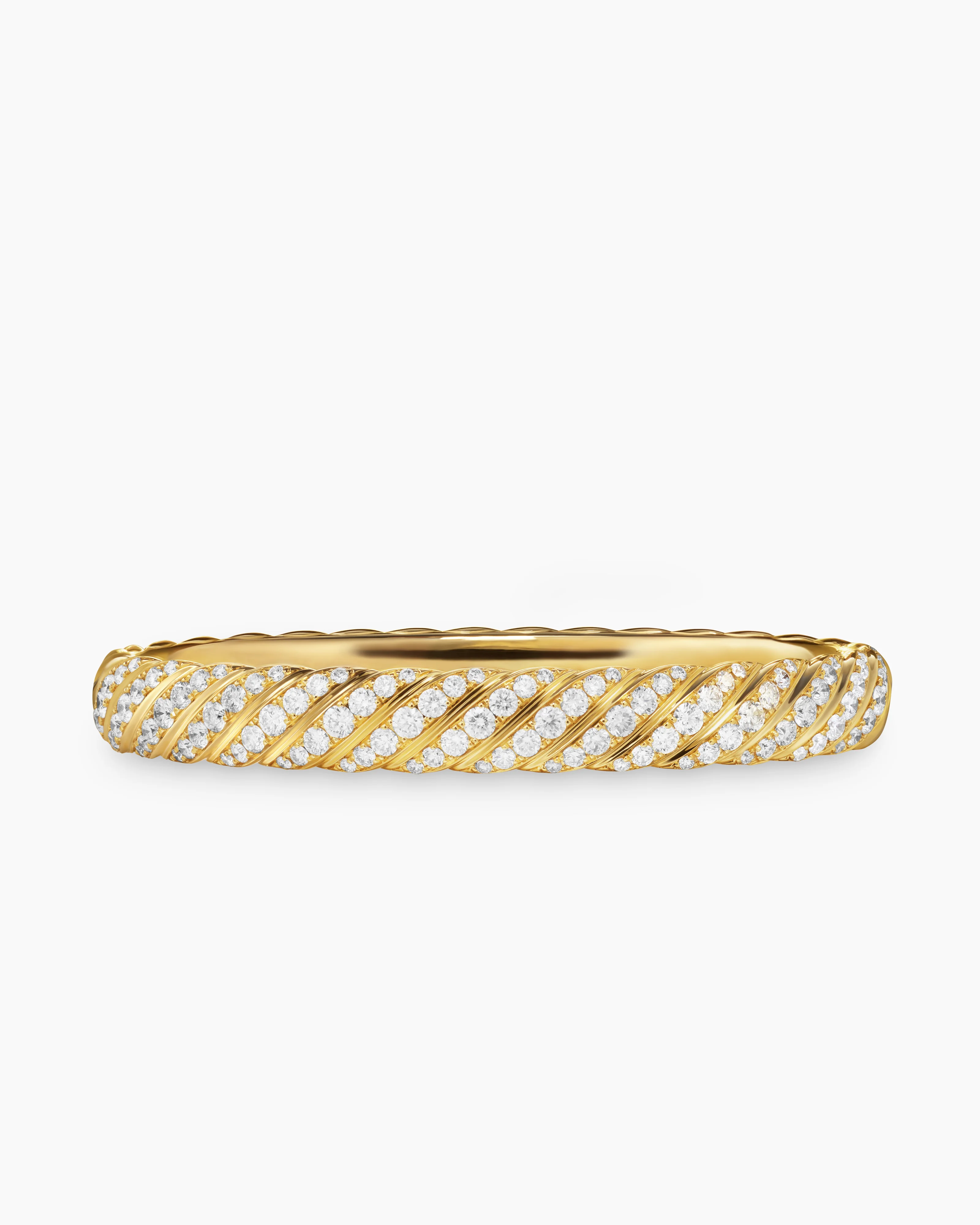 Sculpted Cable Bangle Bracelet 18K Yellow Gold with Diamonds,  6.2mm