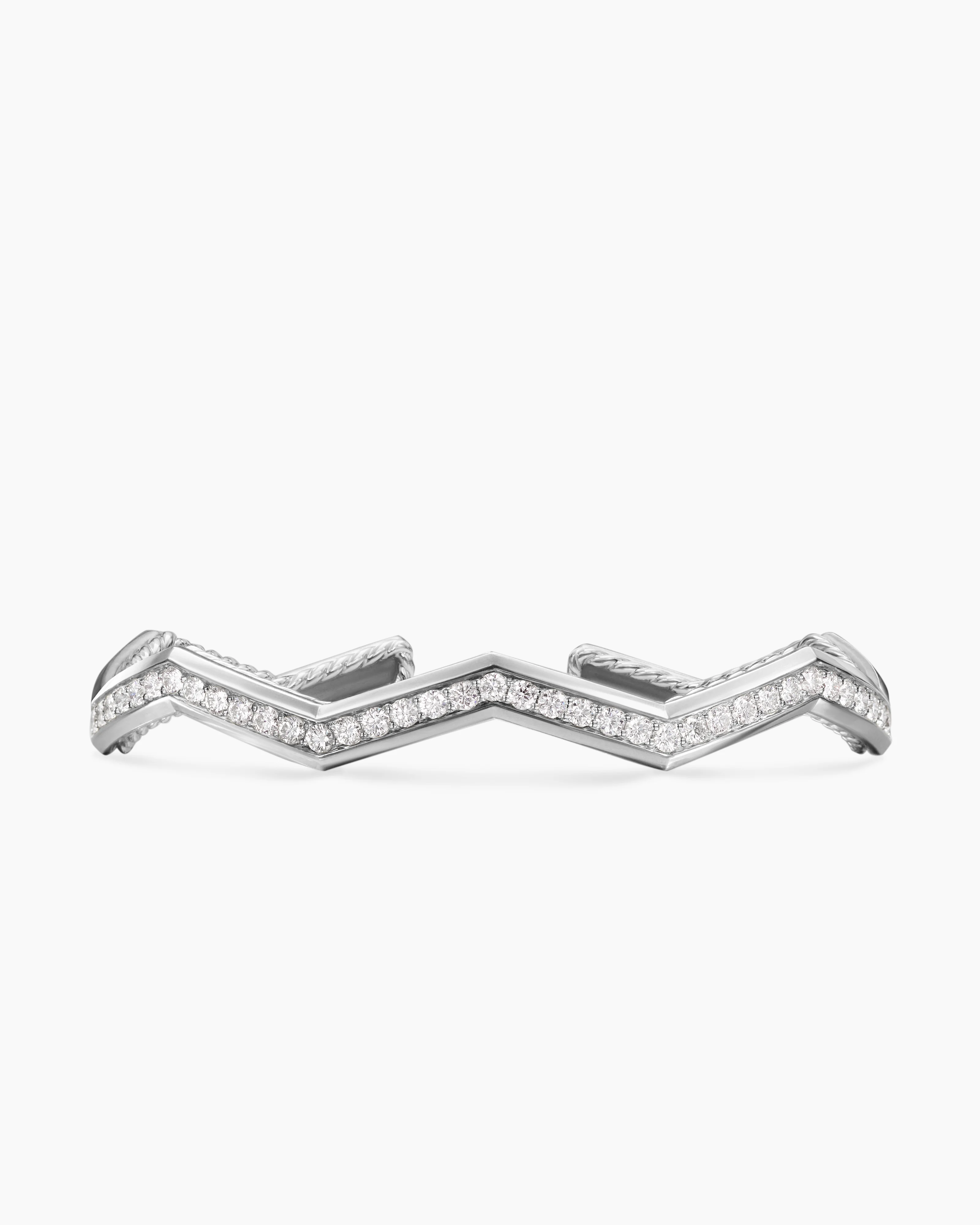 Zig Zag Stax™ Cuff Bracelet Sterling Silver with Diamonds, 5mm