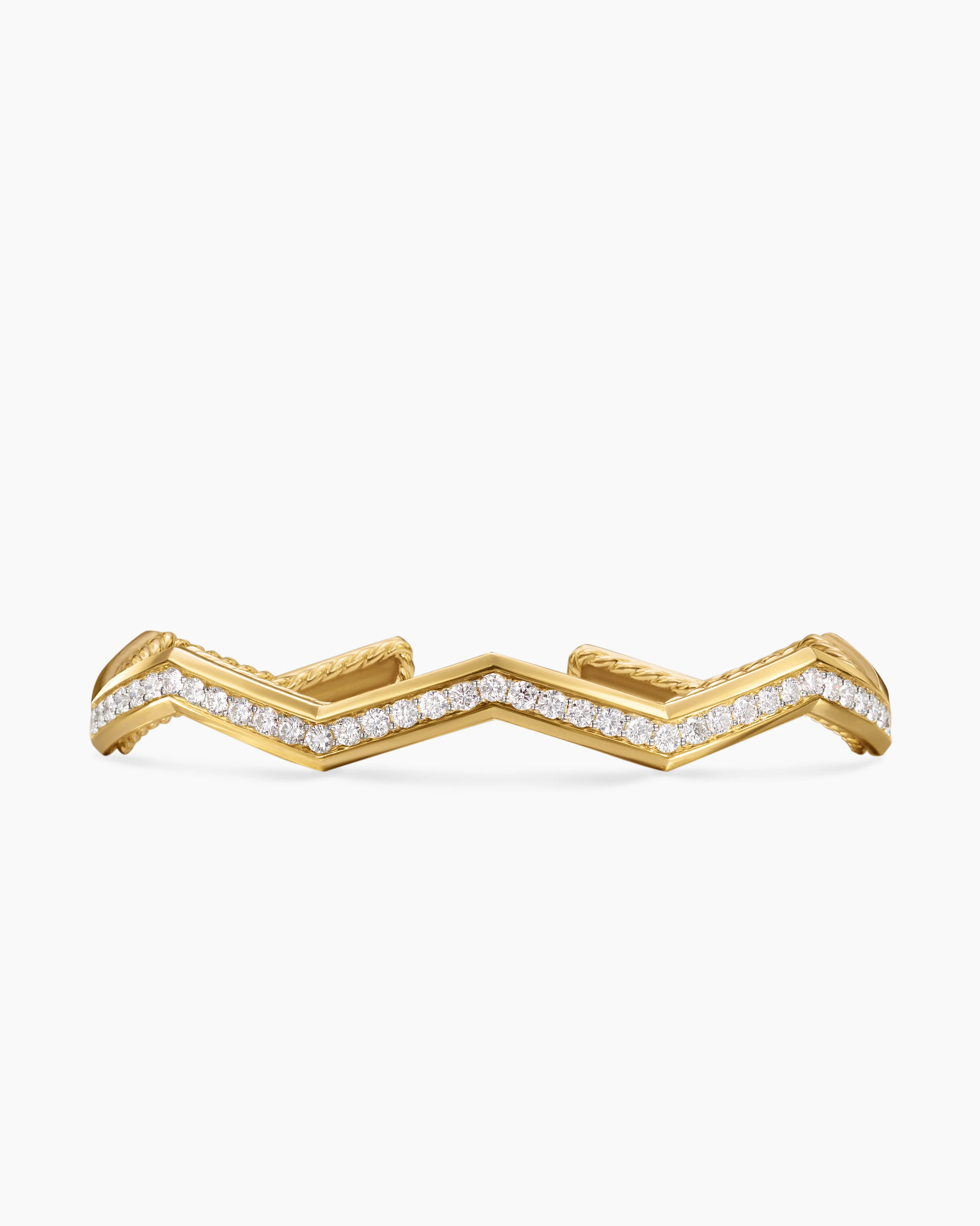 Zig Zag Stax™ Cuff Bracelet 18K Yellow Gold with Diamonds, 5mm