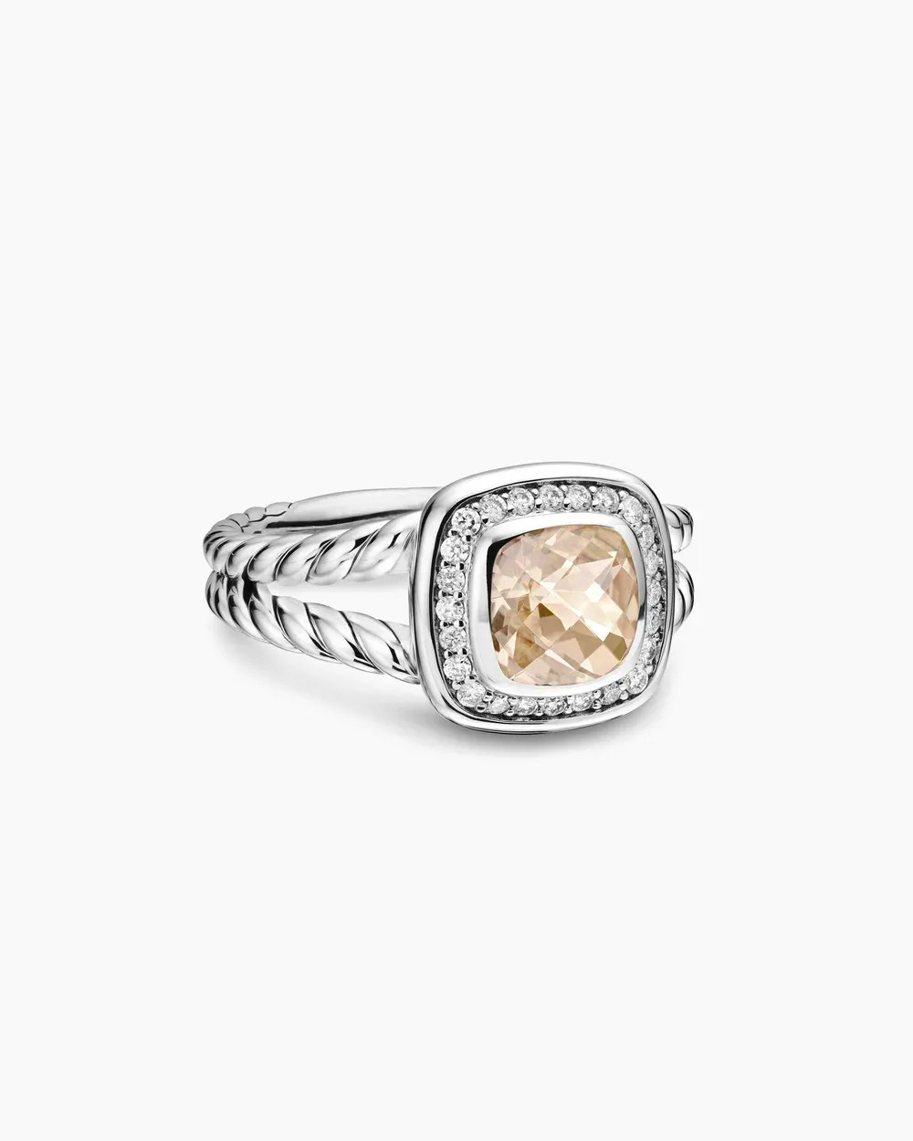 Petite Albion® Ring Sterling Silver with Morganite and Diamonds